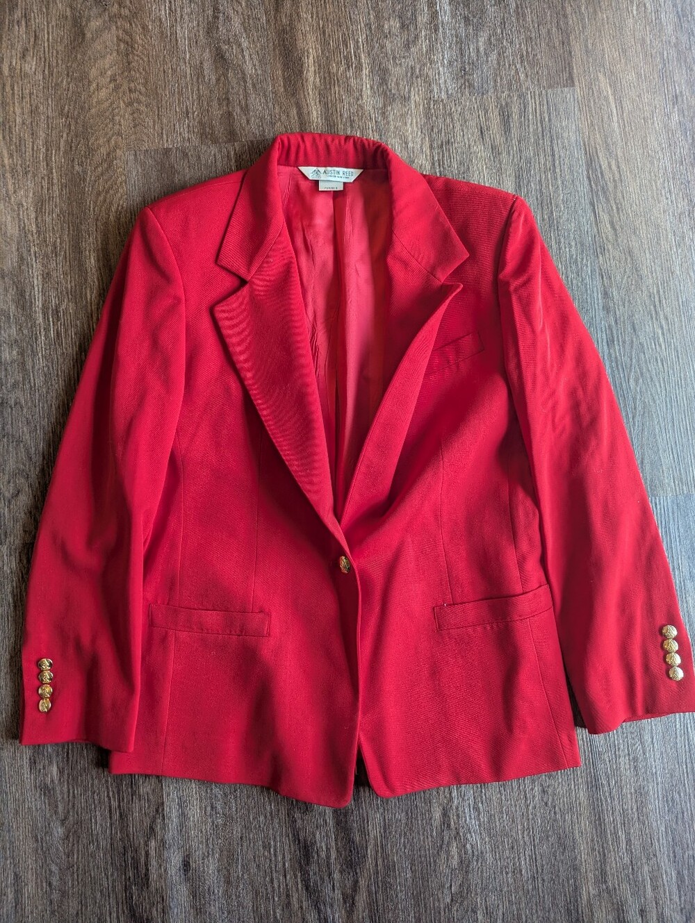 Vintage Austin Reed 100% Worsted Wool Red Single-Button Blazer Size 8